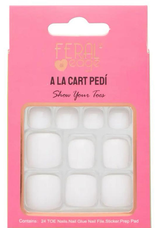 White Press On Pedicure Nails